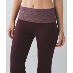 Lululemon high-rise maroon flared groove pants